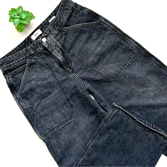 Closed Leyton Ultra High-Rise Cropped Wide-Leg Carpenter Jeans Gray Grey Sz 28 - Picture 2 of 16